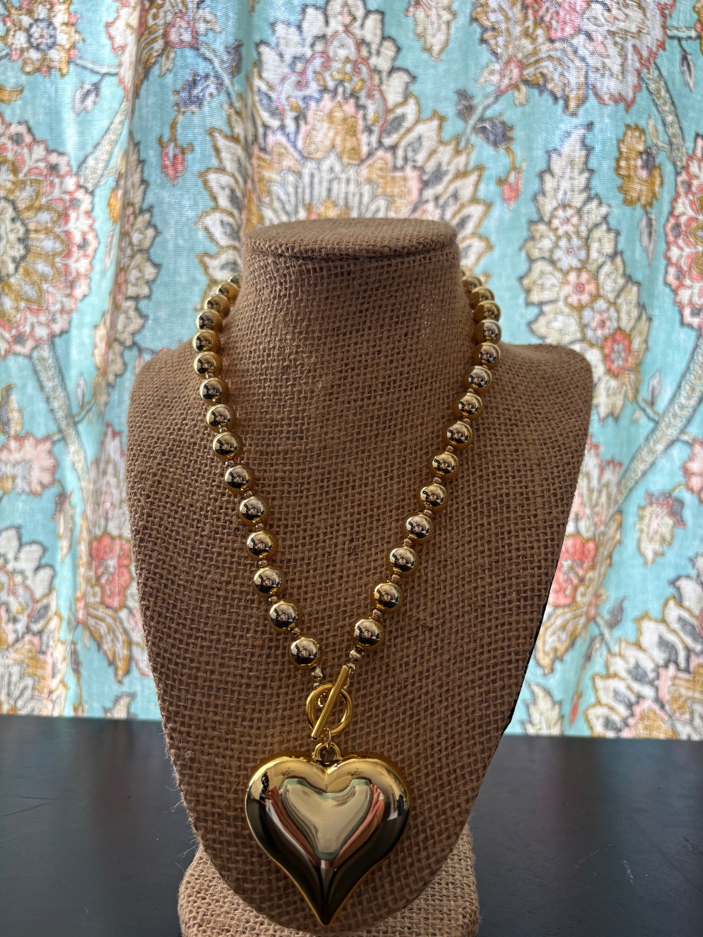 Gold Heart Locket Necklace Large