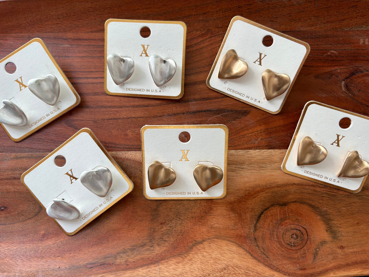 Gold/Silver Abstract Heart Stud Earring