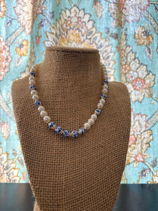 Blue and White Mixed Necklace