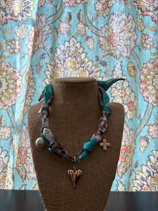 Teal Scarf Necklace