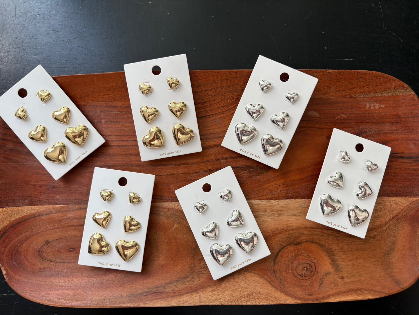 Gold/Silver 3pc Heart Earring