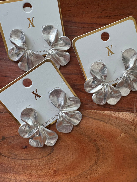 Silver Abstract Leaf Earring