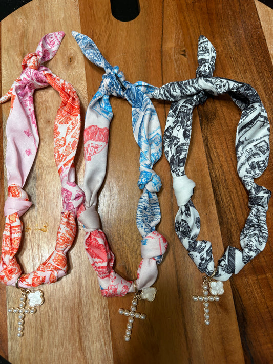 Cross Charm Scarf Necklace