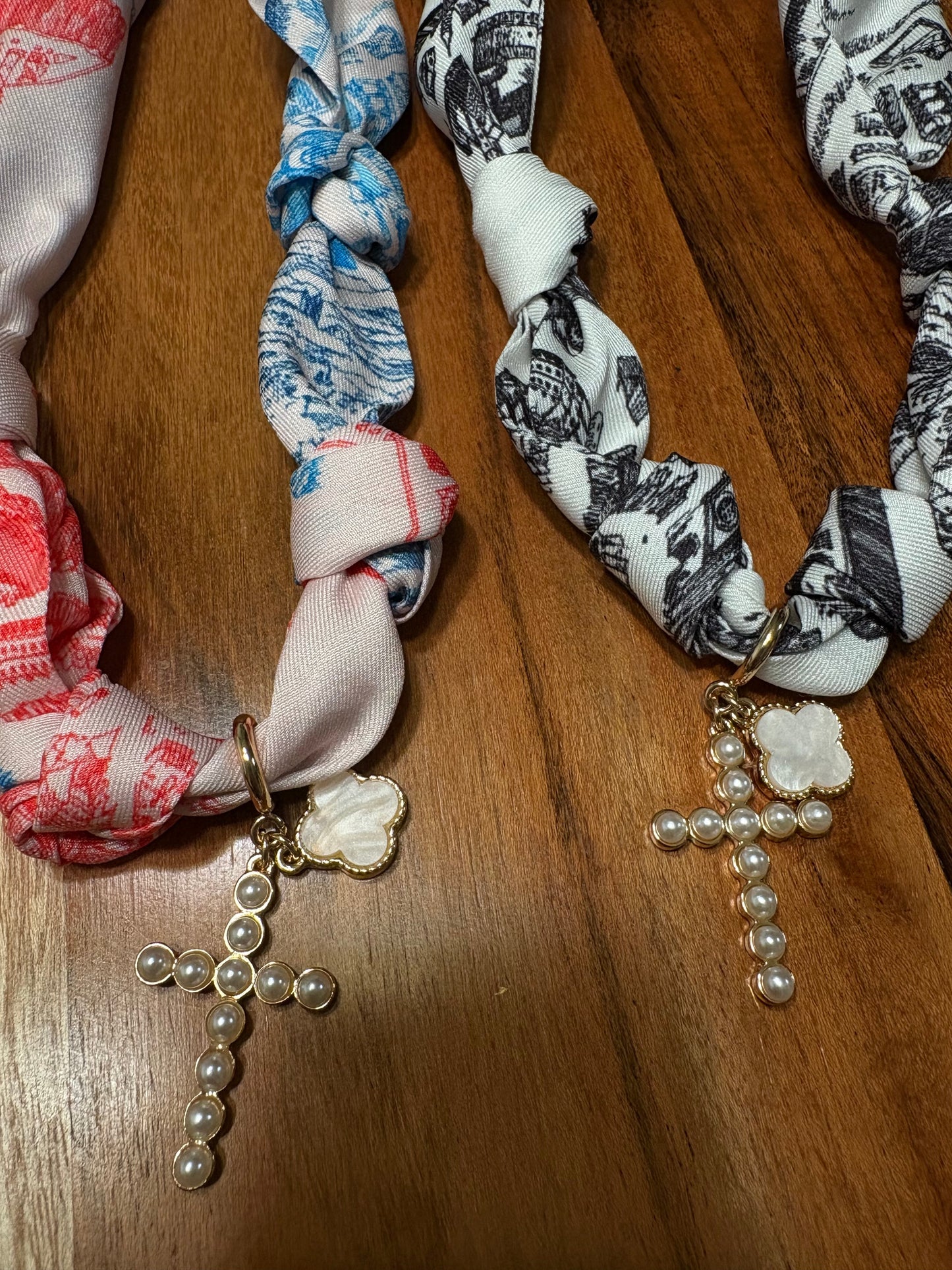 Cross Charm Scarf Necklace