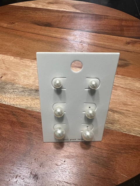 3 Pair Pearl Earring Set